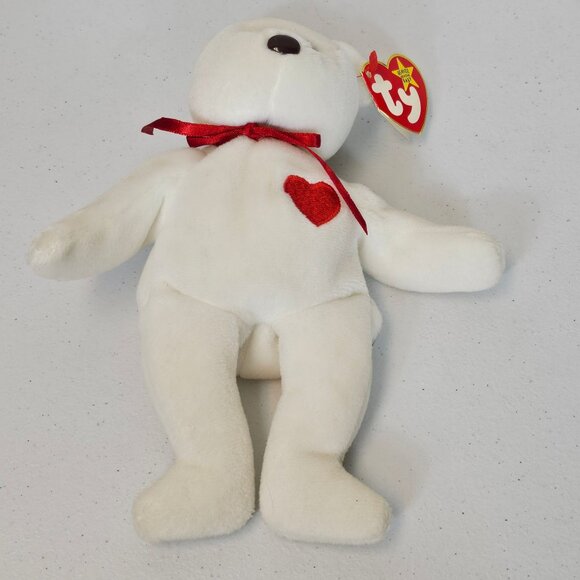 VTG 1993 TY Beanie Babies Collection "Valentino" White Teddy Bear Collectible - Picture 2 of 15